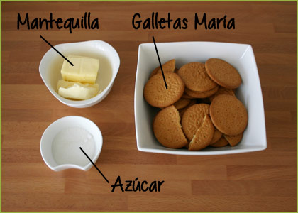 Ingredientes para hacer la base de la tarta de queso