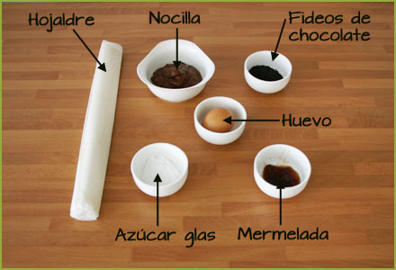 Ingredientes para hacer mini croissants de chocolate