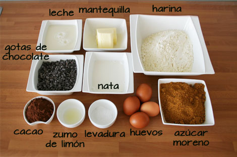 Ingredientes para hacer bundt cake de chocolate