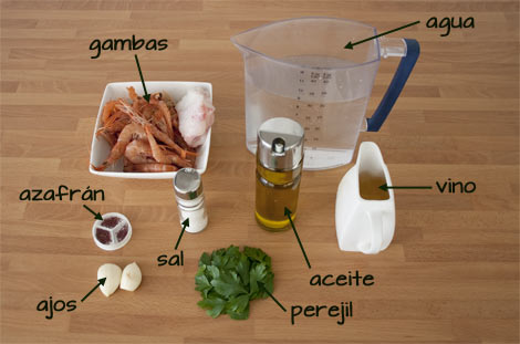 Ingredientes para hacer el fumet del arroz caldoso