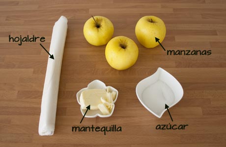 Ingredientes de la tarta fina de manzana