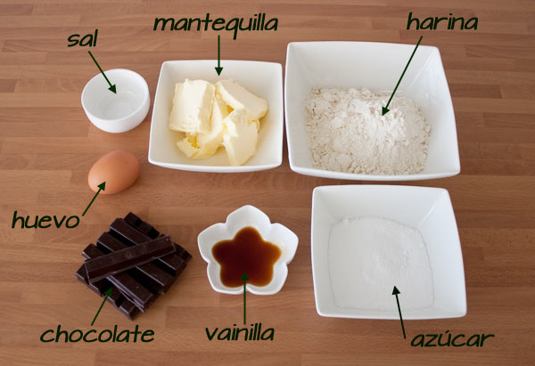 Ingredientes para hacer las pastas de té rizadas