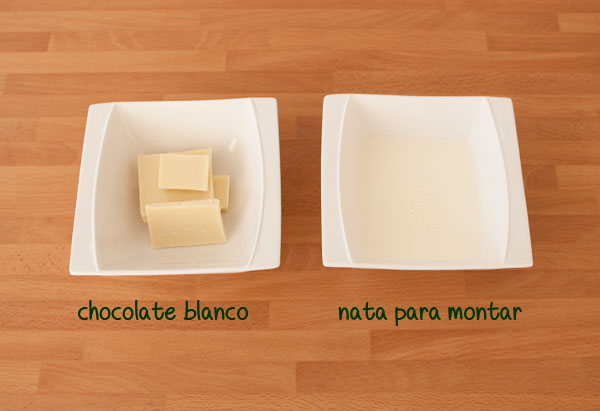 Ingredientes del relleno de mousse de chocolate blanco