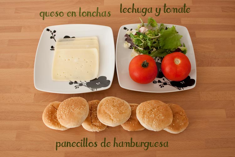 Ingredientes para hacer las hamburguesas de pollo caseras