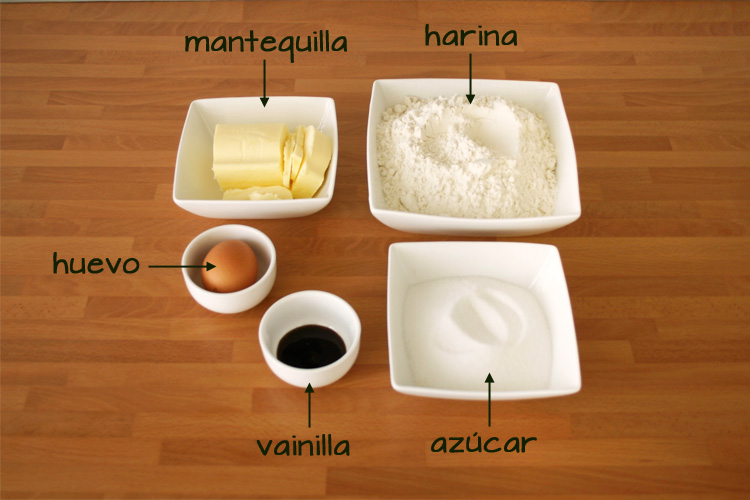 Ingredientes para hacer galletas navideñas de mantequilla