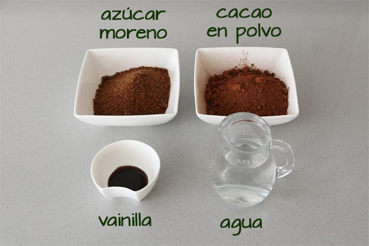 Ingredientes para hacer sirope de chocolate