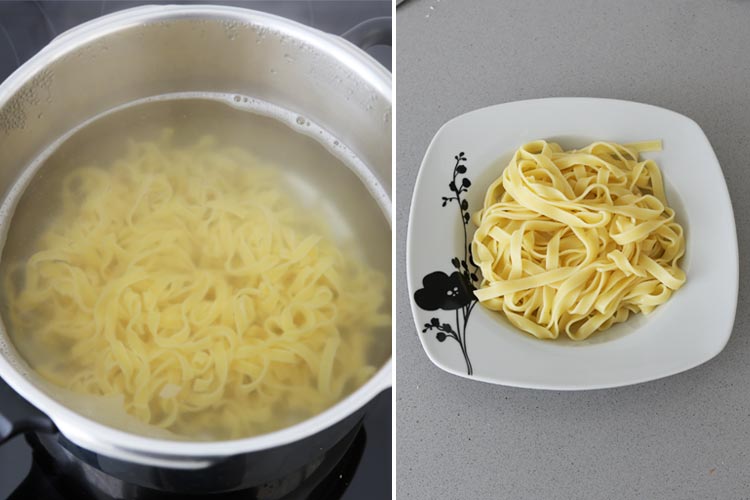 Cocer la pasta al dente y escurrirla