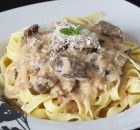 Pasta con salsa de boletus y foie