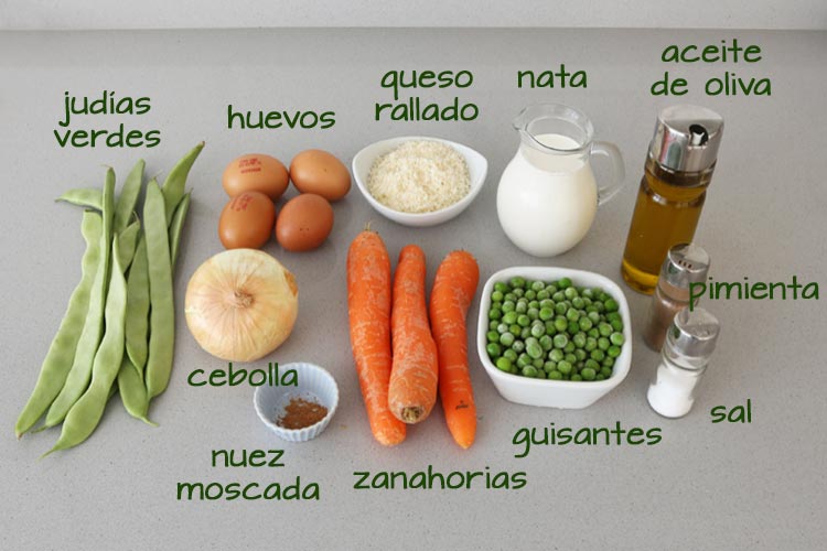 Ingredientes pastel de verduras fácil