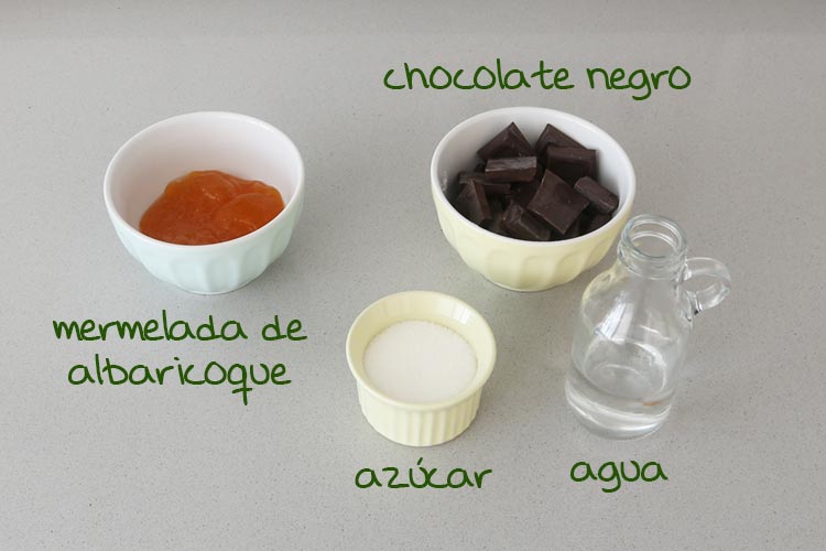 Ingredientes para rellenar y glasear la tarta Sacher