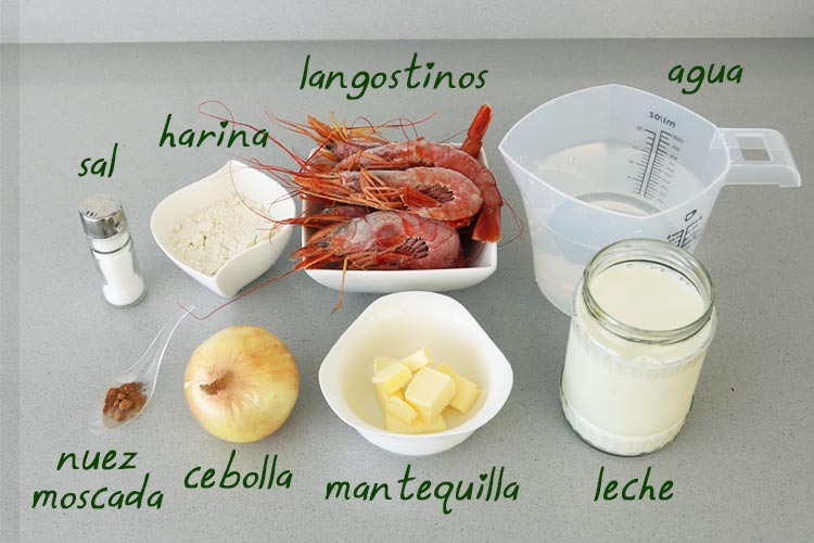 Ingredientes para hacer croquetas de marisco