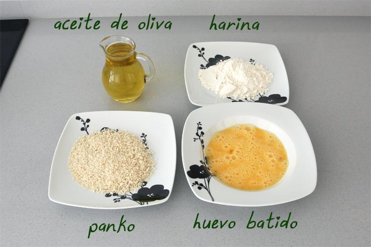 Ingredientes para freír las croquetas de marisco