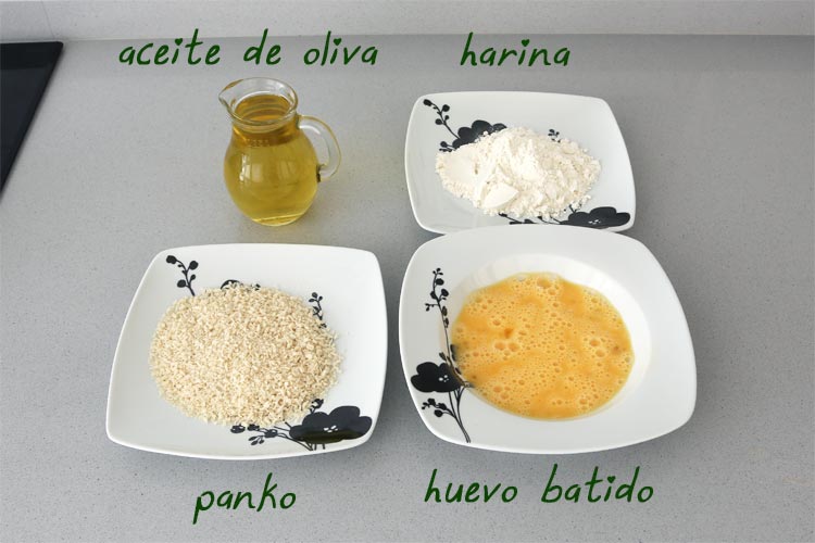 Ingredientes para freír las croquetas de marisco