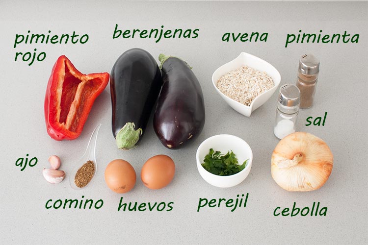 Ingredientes para hacer hamburguesas de berenjena