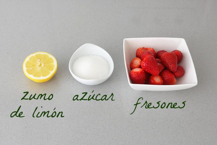 Ingredientes para hacer coulis de fresa