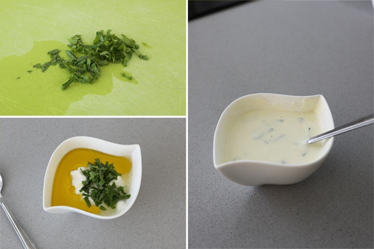 Prepara la salsa de yogur para aliñar la ensalada