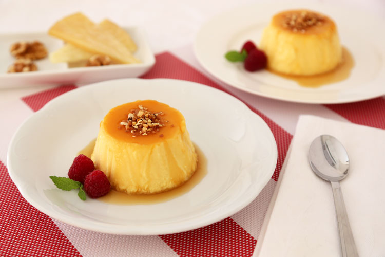 Receta de flan de queso curado