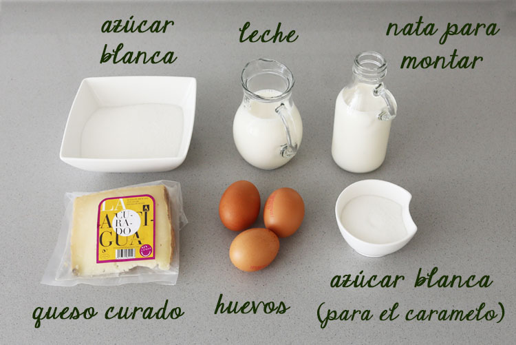 Ingredientes flan de queso manchego