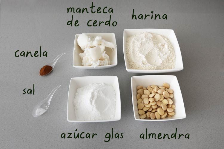 Ingredientes para hacer polvorones caseros