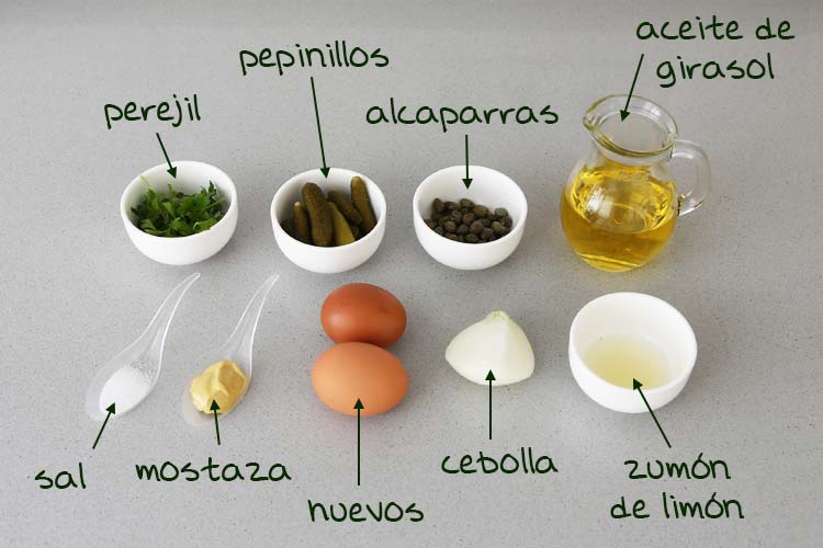 Ingredientes para hacer salsa tártara casera