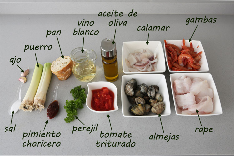 Ingredientes para hacer sopa de pescado