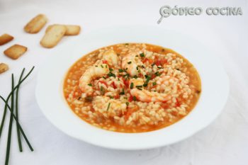 Arroz meloso de rape y langostinos