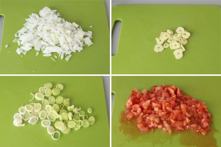 Picar los ingredientes del sofrito