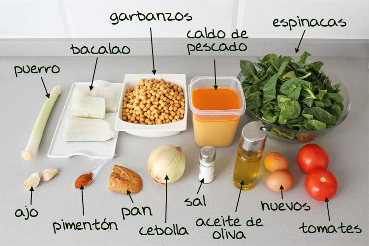 Ingredientes para hacer potaje de vigilia