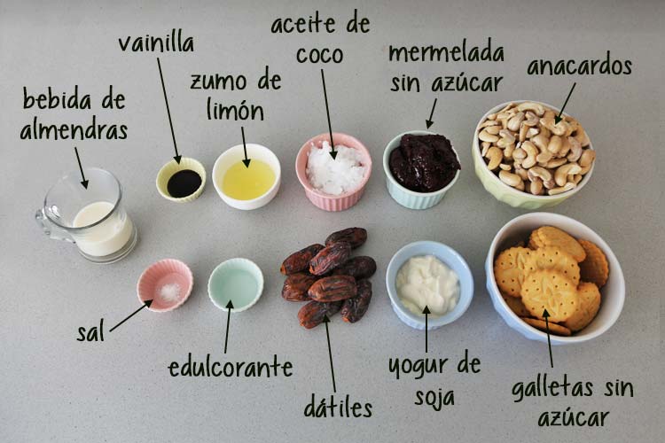 Ingredientes cheesecake sin azúcar y saludable