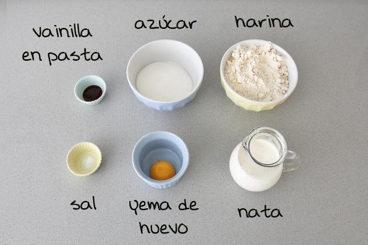 Ingredientes para hacer galletas de nata