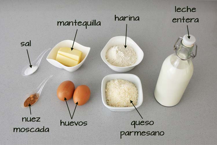 Ingredientes para hacer la bechamel de la moussaka