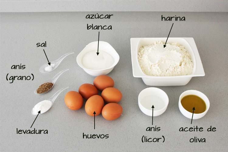 Ingredientes para hacer rosquillas del Santo