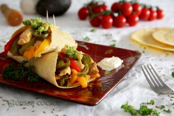 Fajitas de pollo y vegetales