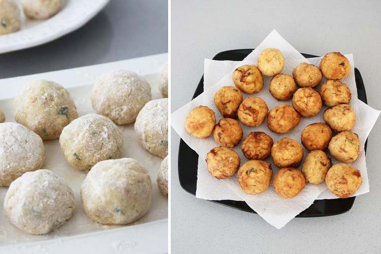 Albóndigas fritas reposando en papel de cocina