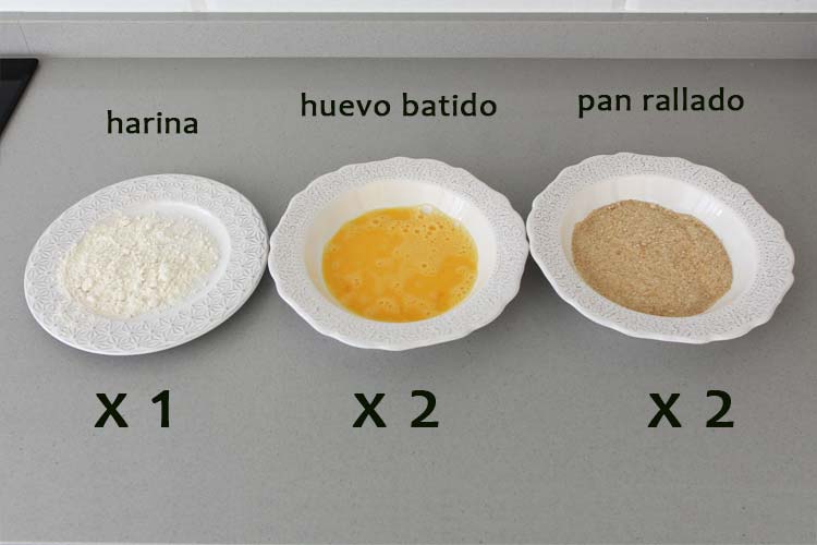 Ingredientes para rebozar las croquetas