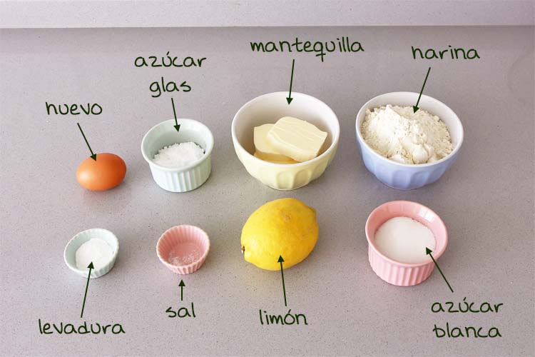 Ingredientes para hacer galletas de limón caseras