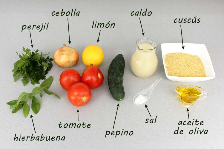Ingredientes para hacer tabulé