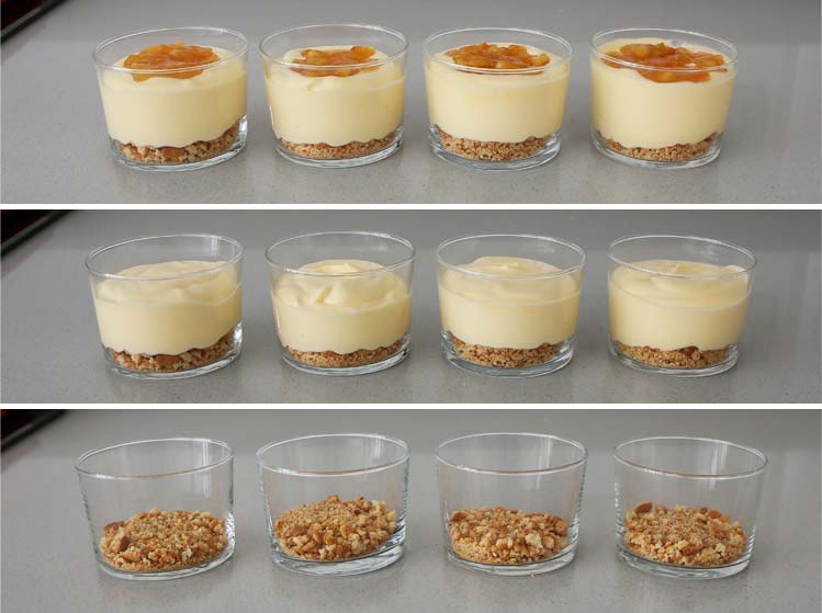 Vasitos con mousse de naranja y galletas