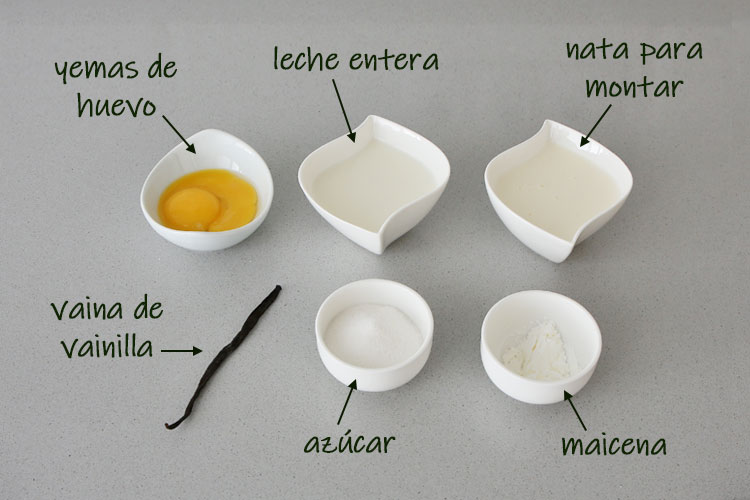 Ingredientes para hacer crema inglesa