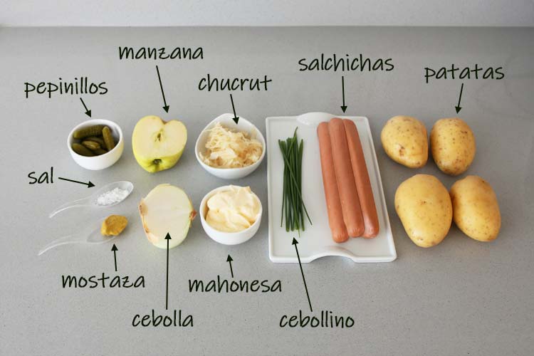 Ingredientes para hacer ensalada alemana