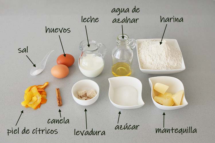 Ingredientes para hacer Roscón de Reyes