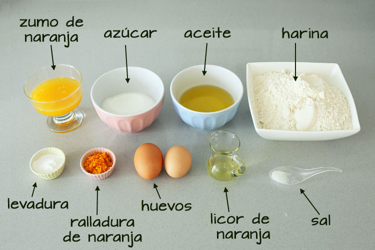 Ingredientes para hacer rosquillas de naranja