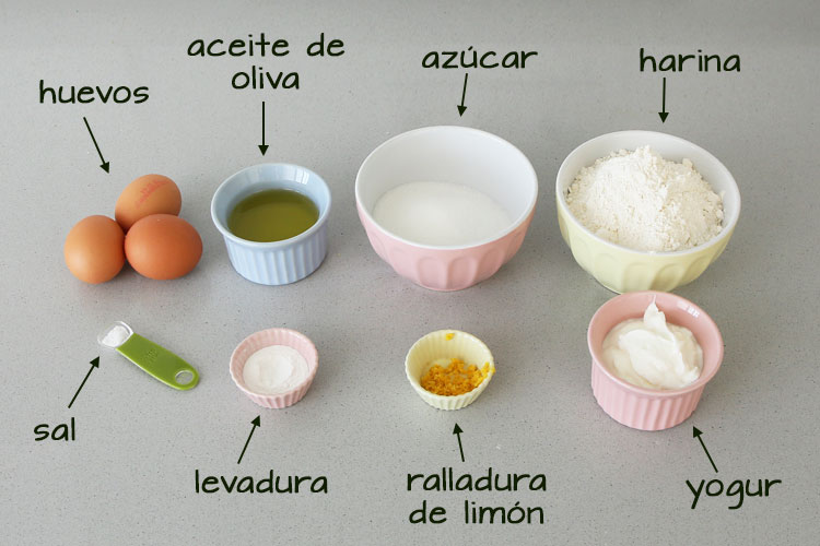 Ingredientes para hacer magdalenas de yogur