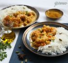 Langostinos al curry con arroz basmati