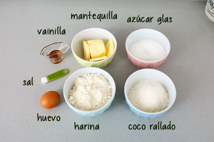 ingredientes para hacer galletas de coco caseras