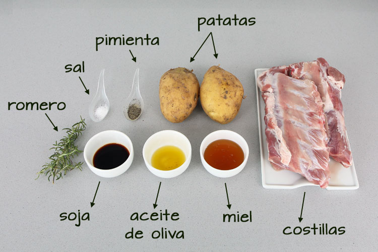 Ingredientes para hacer costillas a la miel