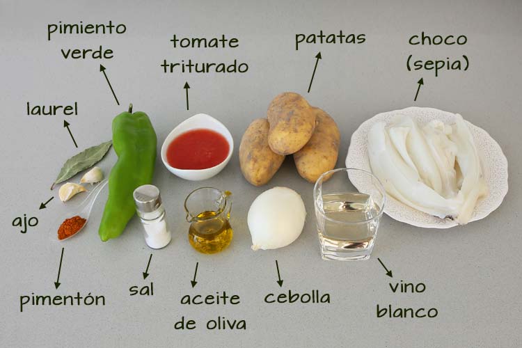 Ingredientes para hacer papas con choco