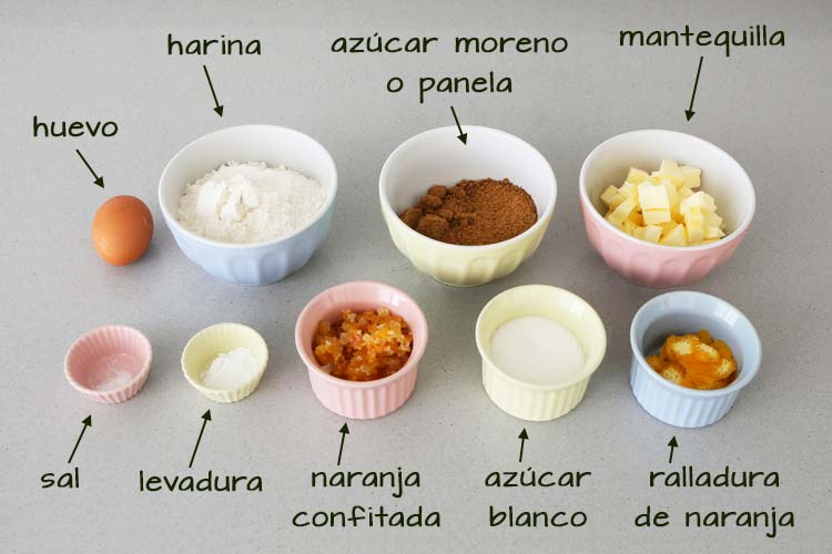 Ingredientes para hacer galletas de naranja