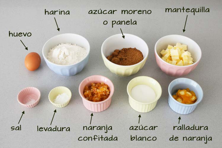 Ingredientes para hacer galletas de naranja