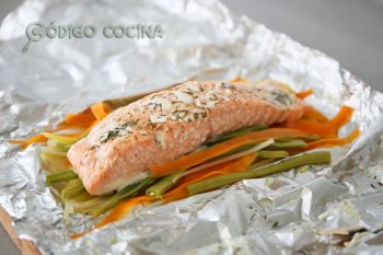 Salmón en papillote al horno